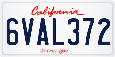 CA license plate 6VAL372