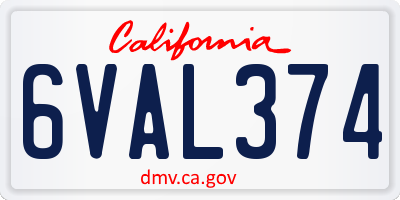 CA license plate 6VAL374