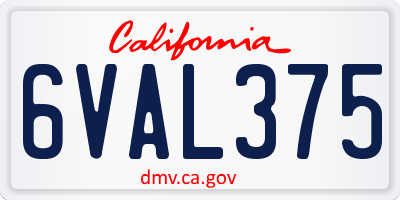 CA license plate 6VAL375