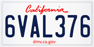 CA license plate 6VAL376