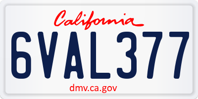 CA license plate 6VAL377