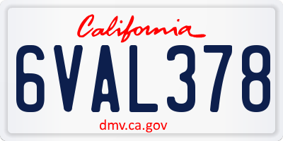CA license plate 6VAL378