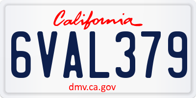 CA license plate 6VAL379