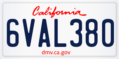 CA license plate 6VAL380
