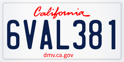 CA license plate 6VAL381