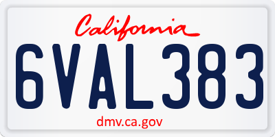 CA license plate 6VAL383