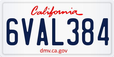 CA license plate 6VAL384