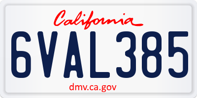 CA license plate 6VAL385