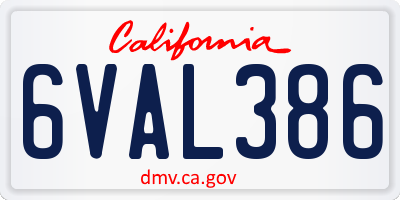 CA license plate 6VAL386