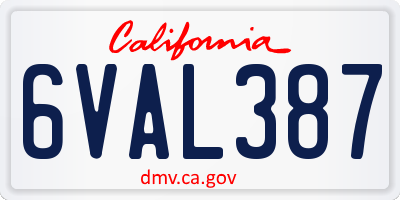 CA license plate 6VAL387