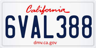 CA license plate 6VAL388