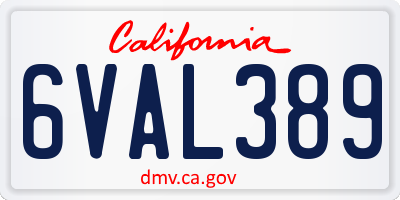 CA license plate 6VAL389