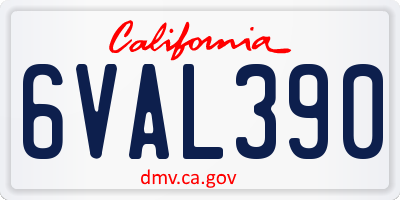 CA license plate 6VAL390
