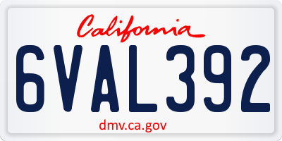 CA license plate 6VAL392