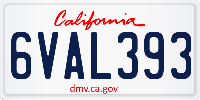 CA license plate 6VAL393
