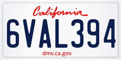 CA license plate 6VAL394