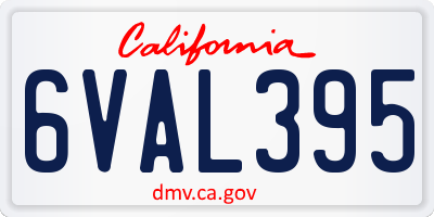 CA license plate 6VAL395