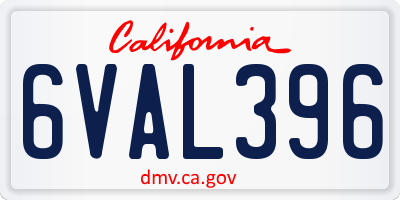 CA license plate 6VAL396