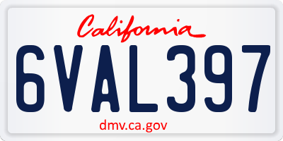 CA license plate 6VAL397