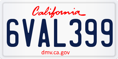 CA license plate 6VAL399