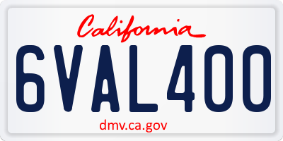 CA license plate 6VAL400