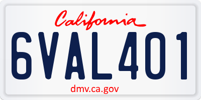 CA license plate 6VAL401