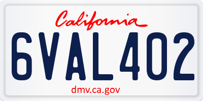 CA license plate 6VAL402