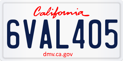CA license plate 6VAL405