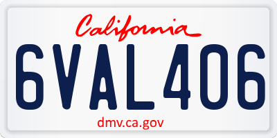 CA license plate 6VAL406