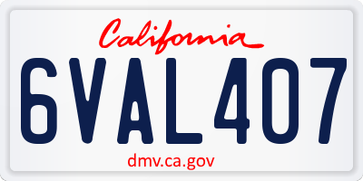 CA license plate 6VAL407