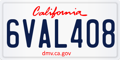 CA license plate 6VAL408