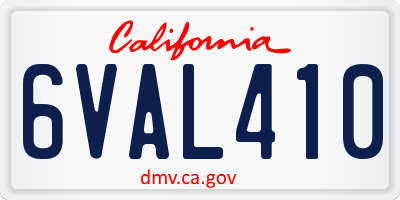 CA license plate 6VAL410