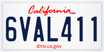 CA license plate 6VAL411