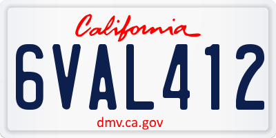CA license plate 6VAL412