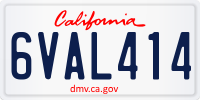 CA license plate 6VAL414
