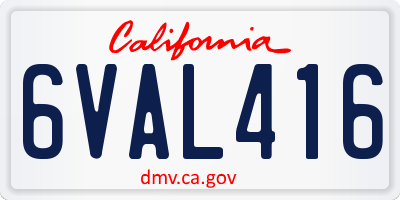 CA license plate 6VAL416