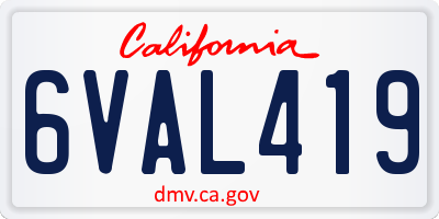 CA license plate 6VAL419