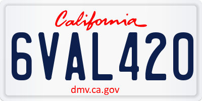 CA license plate 6VAL420