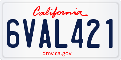 CA license plate 6VAL421