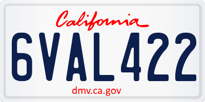 CA license plate 6VAL422