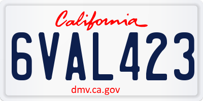 CA license plate 6VAL423