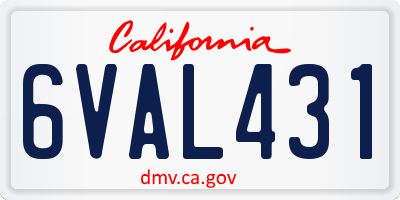 CA license plate 6VAL431