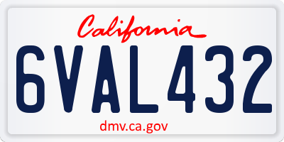 CA license plate 6VAL432