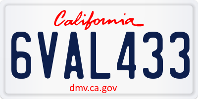 CA license plate 6VAL433