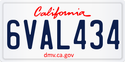CA license plate 6VAL434