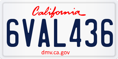 CA license plate 6VAL436