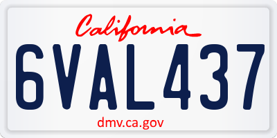 CA license plate 6VAL437