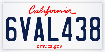 CA license plate 6VAL438