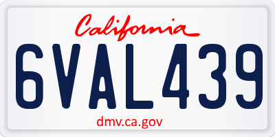 CA license plate 6VAL439