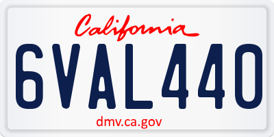 CA license plate 6VAL440